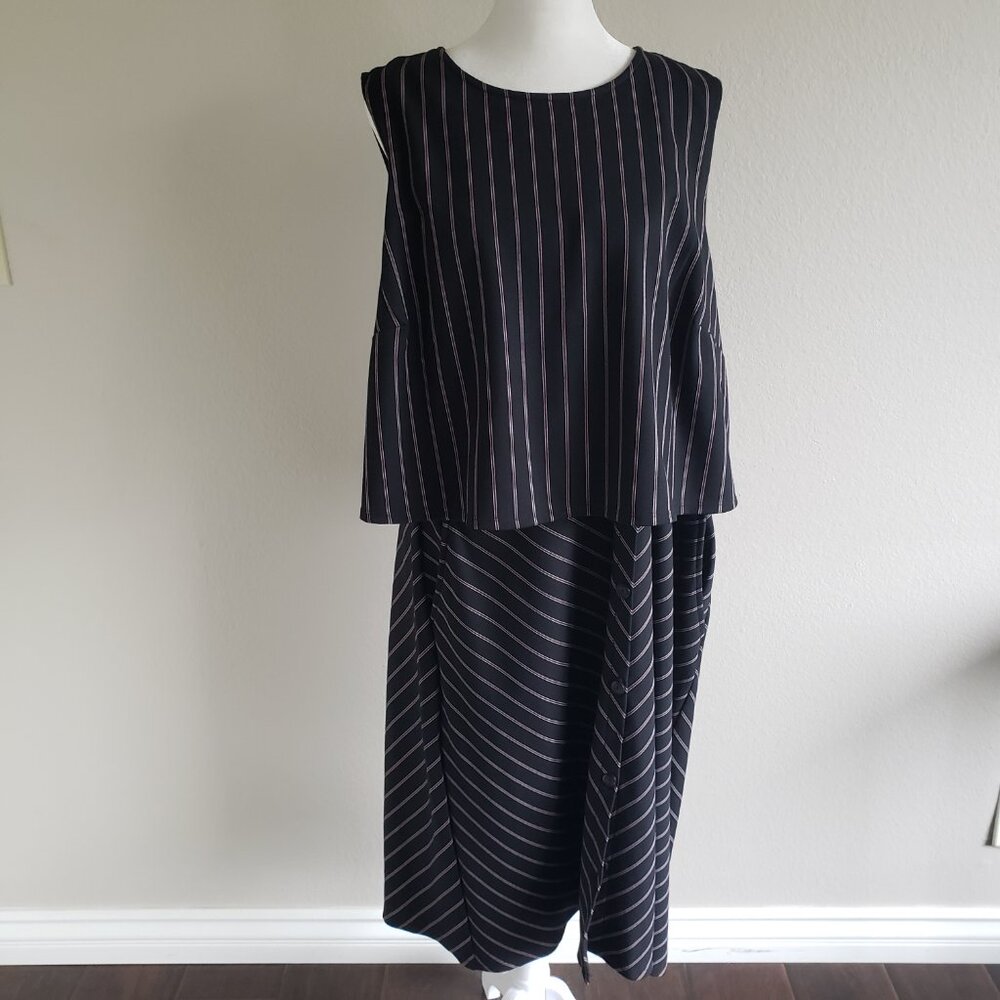 J Jill Ponte Dress Black Sleeveless Pockets Layer Top Button Skirt Plus SIze 2X